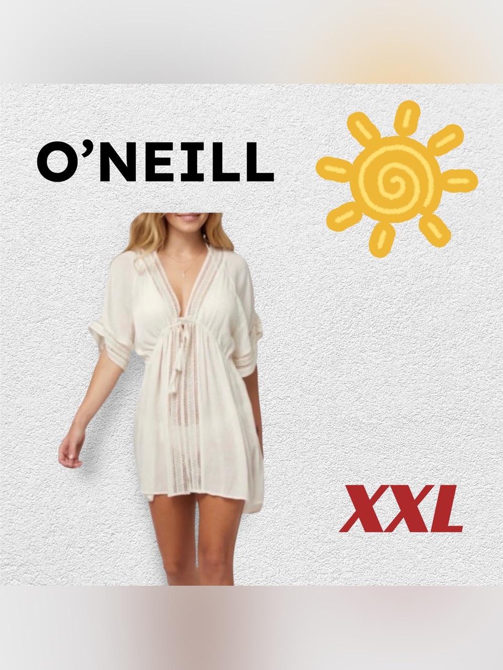 🇺🇸👍VGUC O’NEILL | XXL | Front opening Boho Wilder white coverup dress*